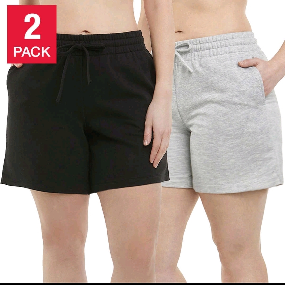 Women's 2-Pack Athletic Shorts in Black and Gray